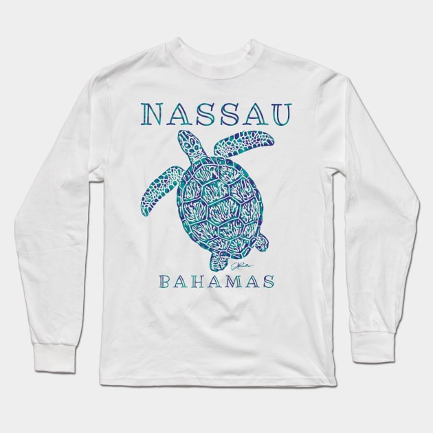 Nassau, Bahamas, Sea Turtle Long Sleeve T-Shirt by jcombs